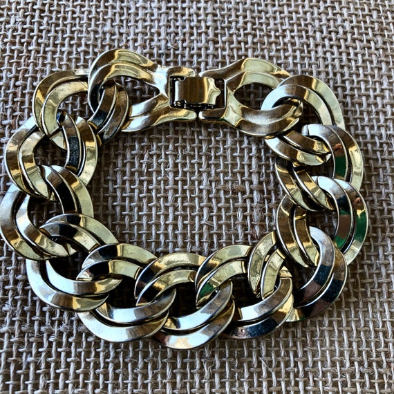 1980s Monet Bracelet, Double Link Bracelet, Vinta… - image 3