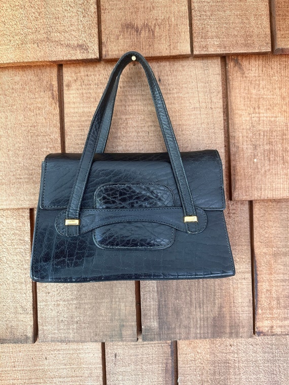 Vintage 1950s top handle leather evening bag by Ga