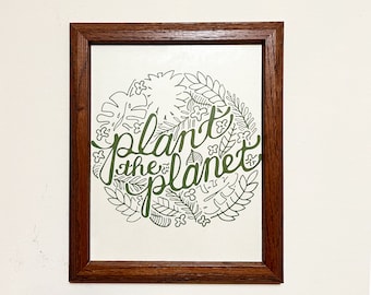 Plant the Planet Art Print, Green Leaves Earth Design, Nature Lover Wall Art
