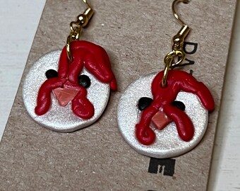 Handmade Polymer Clay Rooster Earrings, Gold Plated Hooks