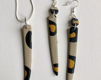 Cheetah Print Spear Jewelry Set, Handmade Polymer Clay Earrings and/or Matching Necklace
