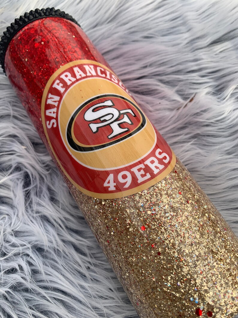 SF Niners Rhinestone Glitter Custom Tumbler