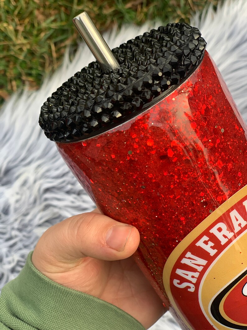 SF Niners Rhinestone Glitter Custom Tumbler