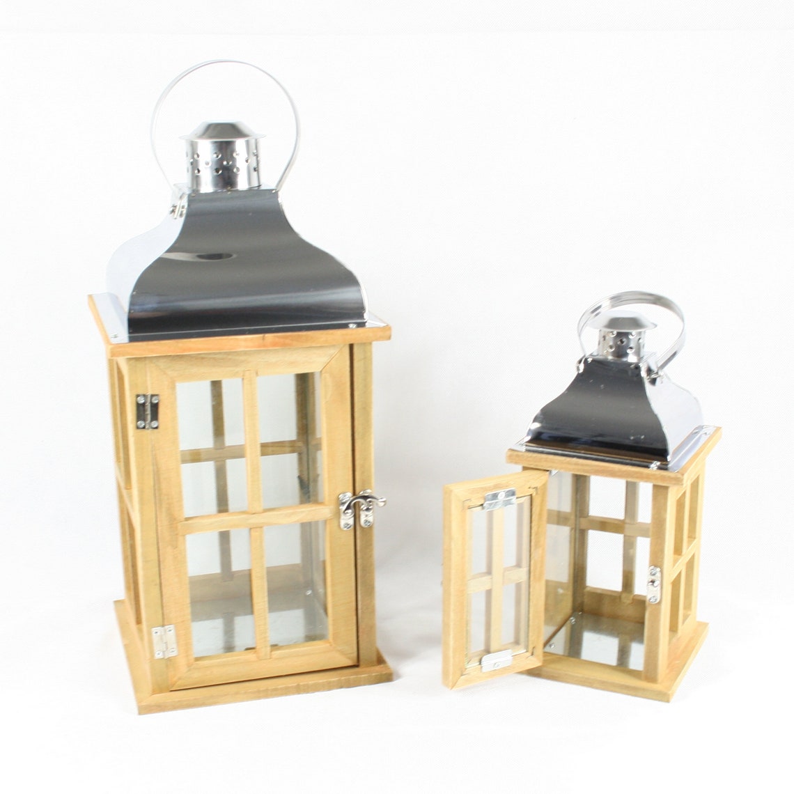 Large Wooden Lanterns Set Windproof Candle Holder for Home and Etsy