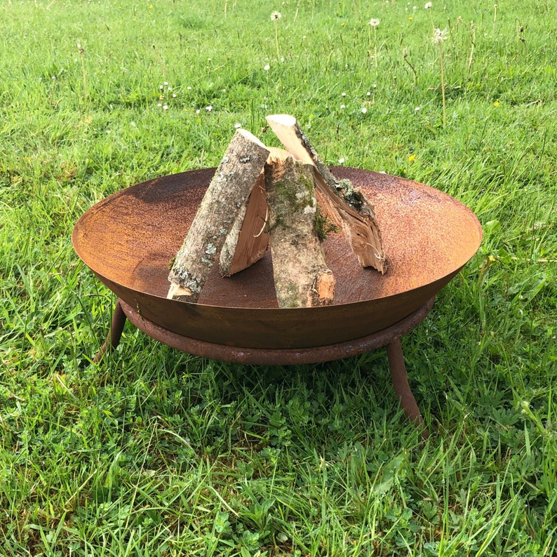 Rustic Steel Portable Wood Log Fire Bowl Charcoal Fire Pit Etsy