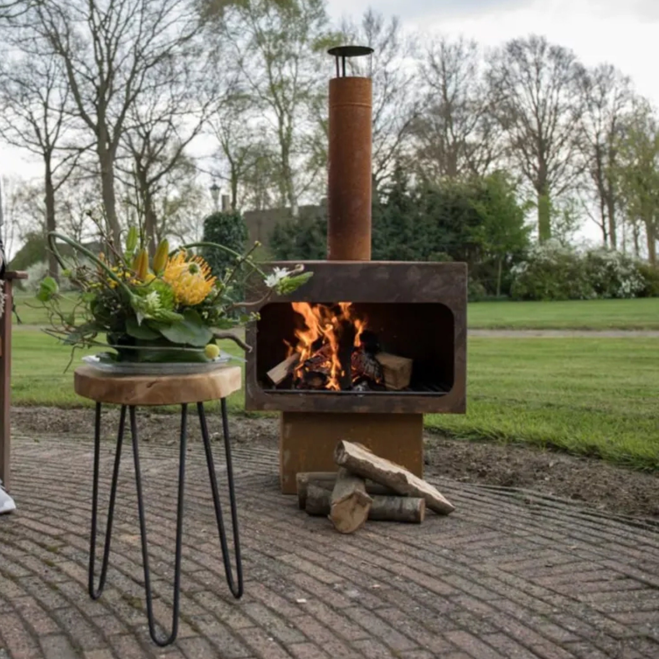 Vrijgevig ontslaan Microbe Wood Log Burner Rust Finish Outdoor Fireplace Steel Rustic - Etsy Nederland
