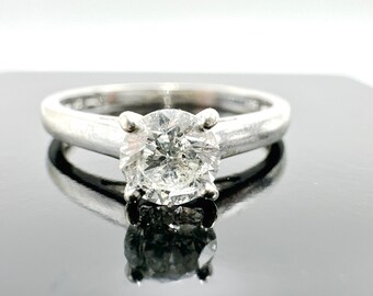 14k White Gold 0.54ct Center Natural Diamond Engagement Ring 0.58TCW