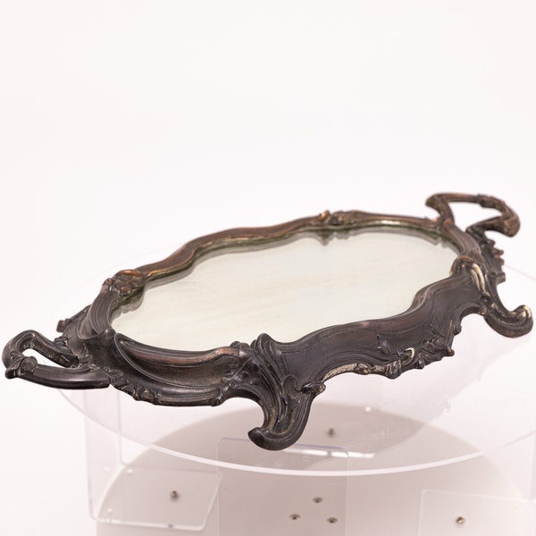 Antique French Spelter Mirrored Tray