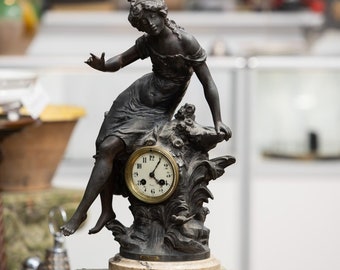 French Art Nouveau Spelter Clock