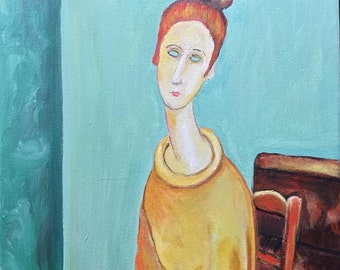Modigliani Woman in the Yellow Sweater Reproduction Painting