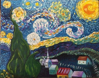 Original Reproduction of Van Gogh's Starry Night Painting