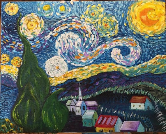 Hand Painted Vincent Van Gogh Starry Night Painting Reproduction