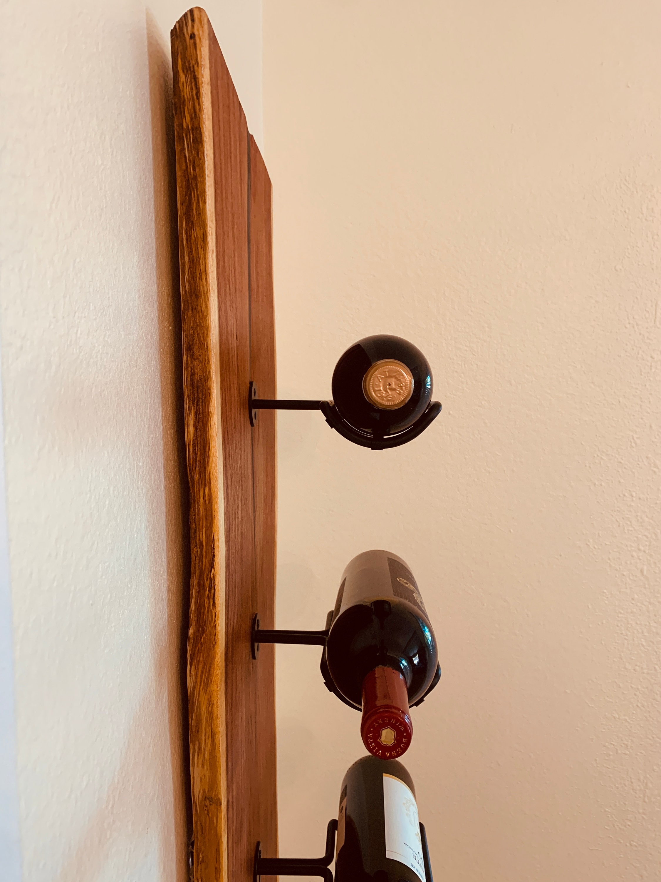 Wall Mounted Wine Bottle Holder Rustic Wine Bottle Rack Etsy