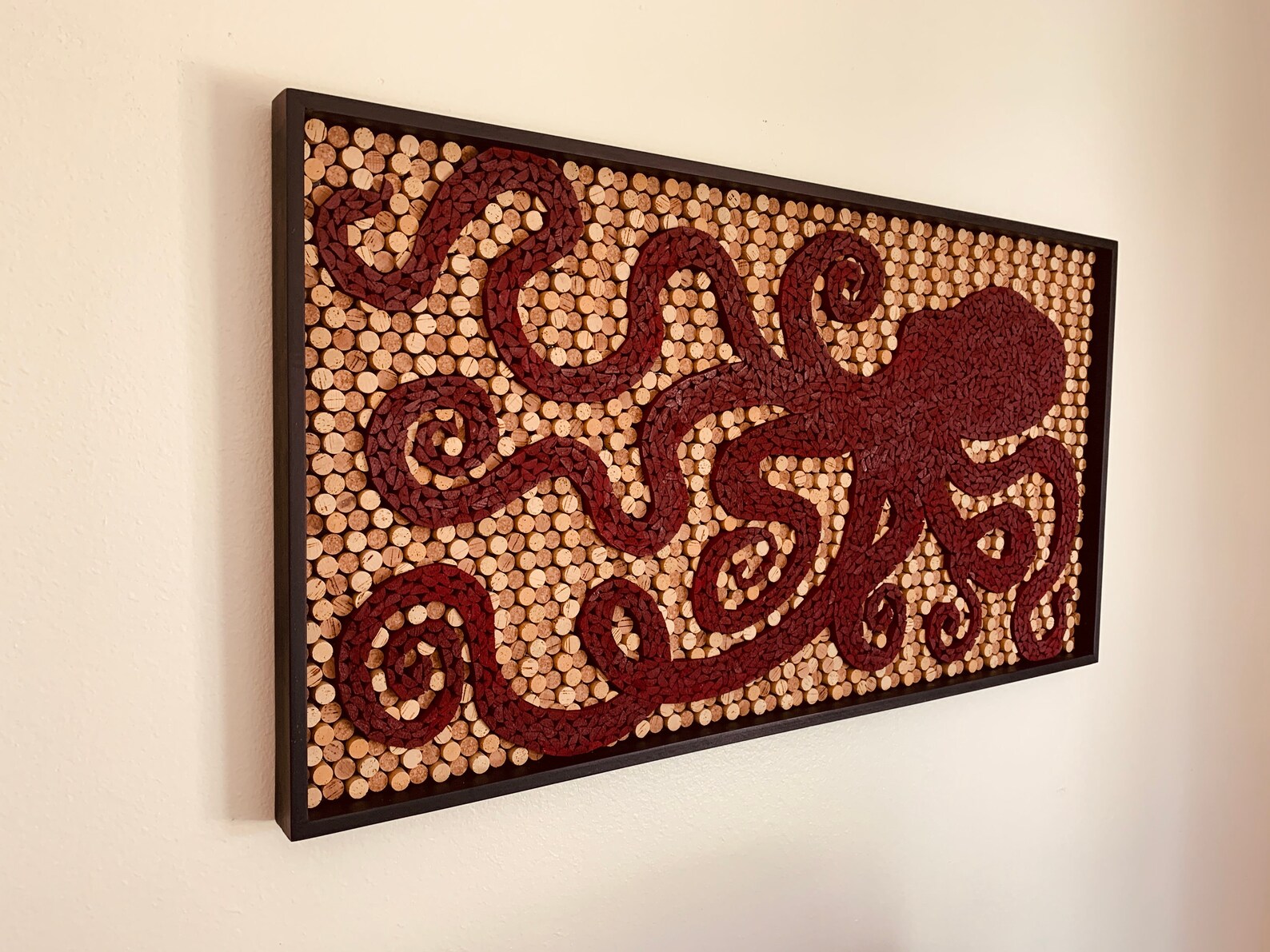 Recycled Wine Cork Mosaic Octopus Art Wine Cork Art Wall Etsy