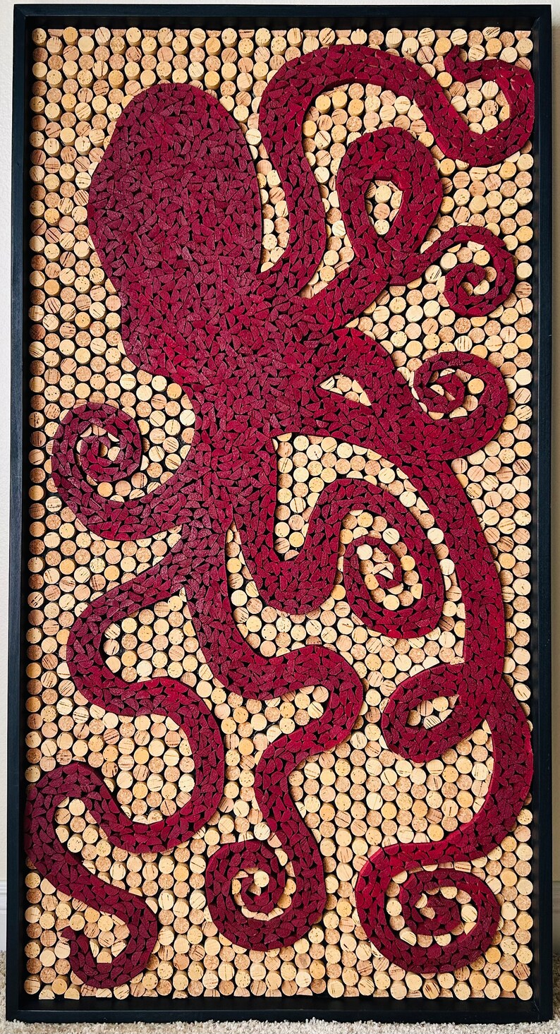 Wall Art Wine Cork Octopus Sculpture Wine Tasting Room Art Etsy