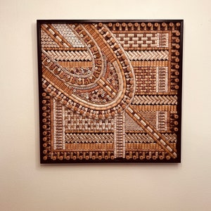 Arte de pared abstracto de mosaico de corcho de vino reciclado 3D.  Decoración de paredes, arte del vestíbulo -  México