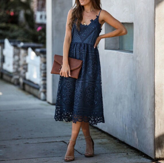 Overjoyed Crochet Lace Midi Dress | Etsy
