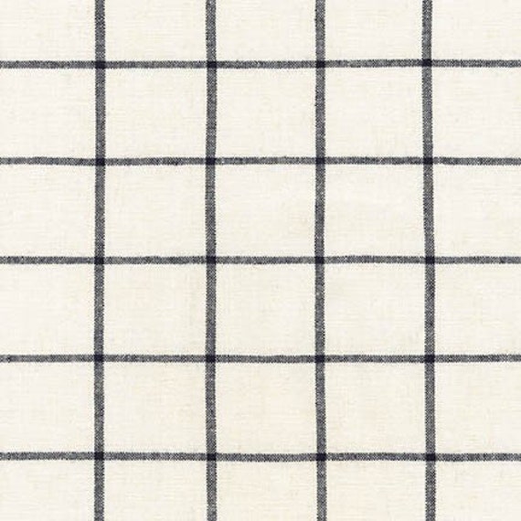 Nautical Essex Yarn Dyed Classic Woven Fabric - Blue Plaid Linen Fabric - White and Blue Linen Fabric - High Quality Linen Fabric