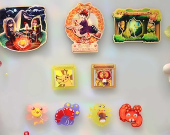 Anime and Gaming Magnets (Final Fantasy, Game Cartridges, Kiki's Delivery Service, Laid Back Camp)