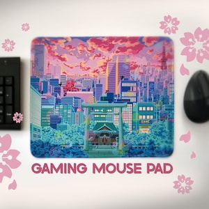 Anime Pixel Art Mouse Pad: Embroidered Edge, Non-Slip Rubber Base