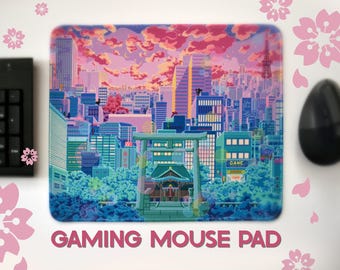 Anime Pixel Art Mouse Pad: Embroidered Edge, Non-Slip Rubber Base