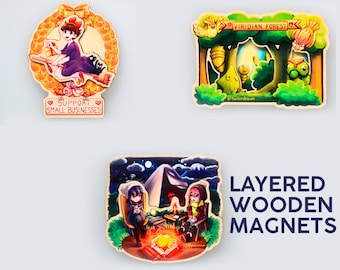 Anime and Gaming Magnets (Kiki's Delivery Service, Laid Back Camp)