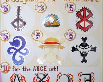Temporary Tattoos - Anime and Gaming Themed for Fashion and Cosplay