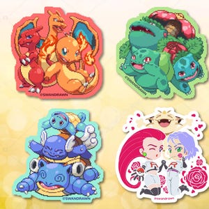 Waterdichte stickers van Pocket Monsters - 7,6 cm (3 inch) (ook emaille pins en sleutelhangers)