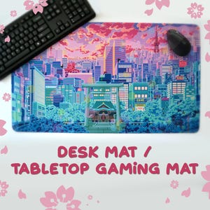 Anime Pixel Art Desk Mat: Large Gaming Mouse Pad with Embroidered Edge