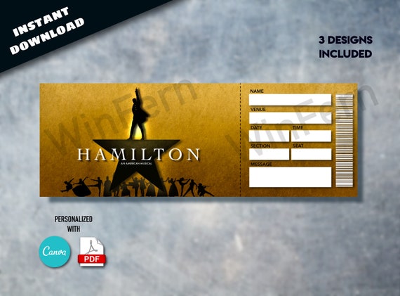 printable hamilton ticket template surprise ticket gift etsy espana
