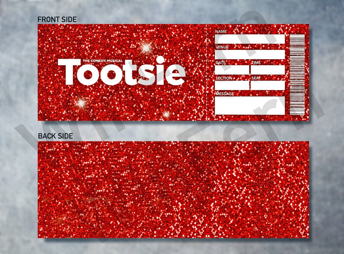 Printable TOOTSIE Musical Ticket Broadway Ticket Template Etsy