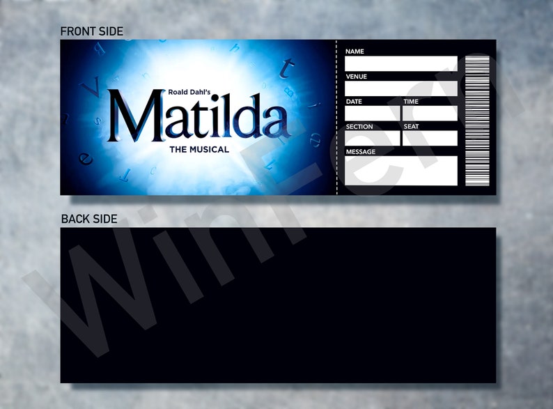 Printable Matilda Ticket Musical London Ticket Template Etsy