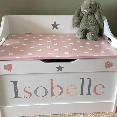 Hand Painted Personalised Wooden Toy Box Bench Toy Storage Etsy UK