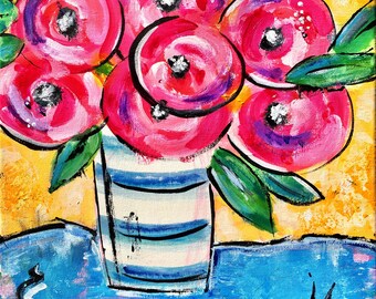 Floral Still Life: Acrylic Painting on Canvas