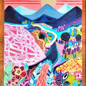 Happy Valley Happy Painting Colorful Wall Art Happy Colors Colorful Landscape Bright Happy Landscape Painting Art Happy Art Bright Wall Art