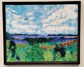 Pintura de paisaje original: lienzo enmarcado (16x20)