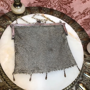 VTG Titanic Era German Silver Ring Mesh Geldbörse