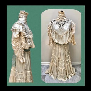 Antique 1900s GIBSON GIRL SILK Guipure Lace Wedding Gown