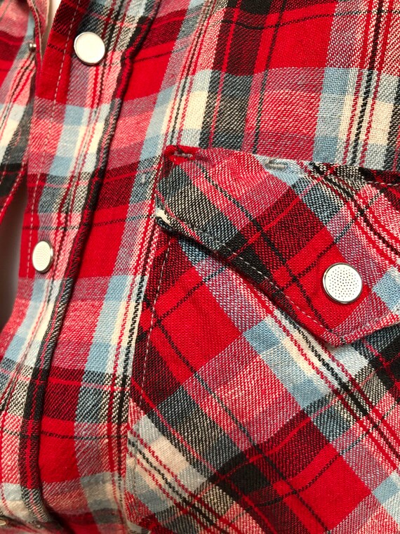 Vtg 1950s Wrangler BLUE BELL Red Plaid Western Sh… - image 7