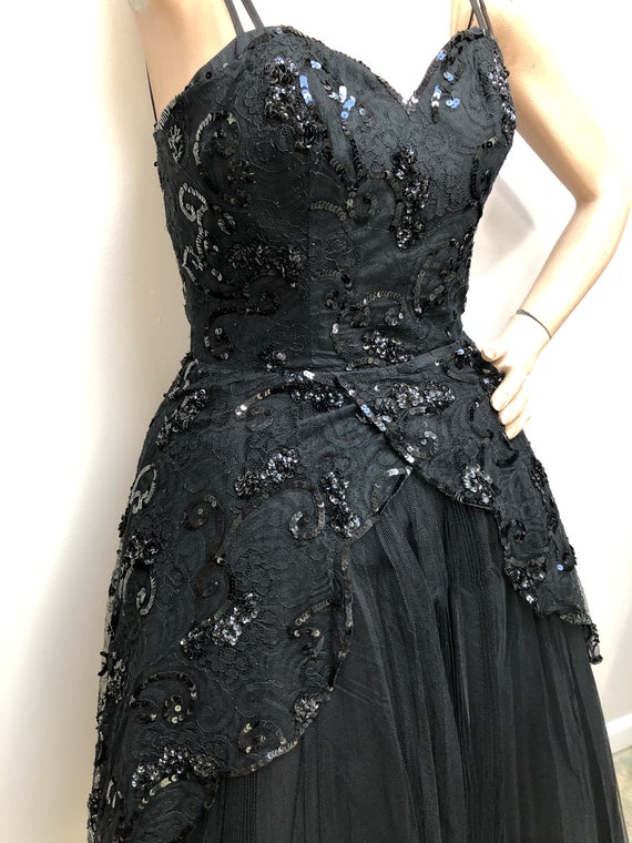 Vtg Harvey Berin 1950s SEQUIN-TULLE Sweetheart Co… - image 3