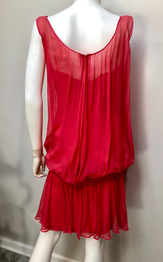 Vtg 1950s CEIL CHAPMAN Coral Chiffon Draped Cockt… - image 3