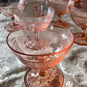 SET-6) PINK Depression Glass PRINCESS Sherbet Glasses