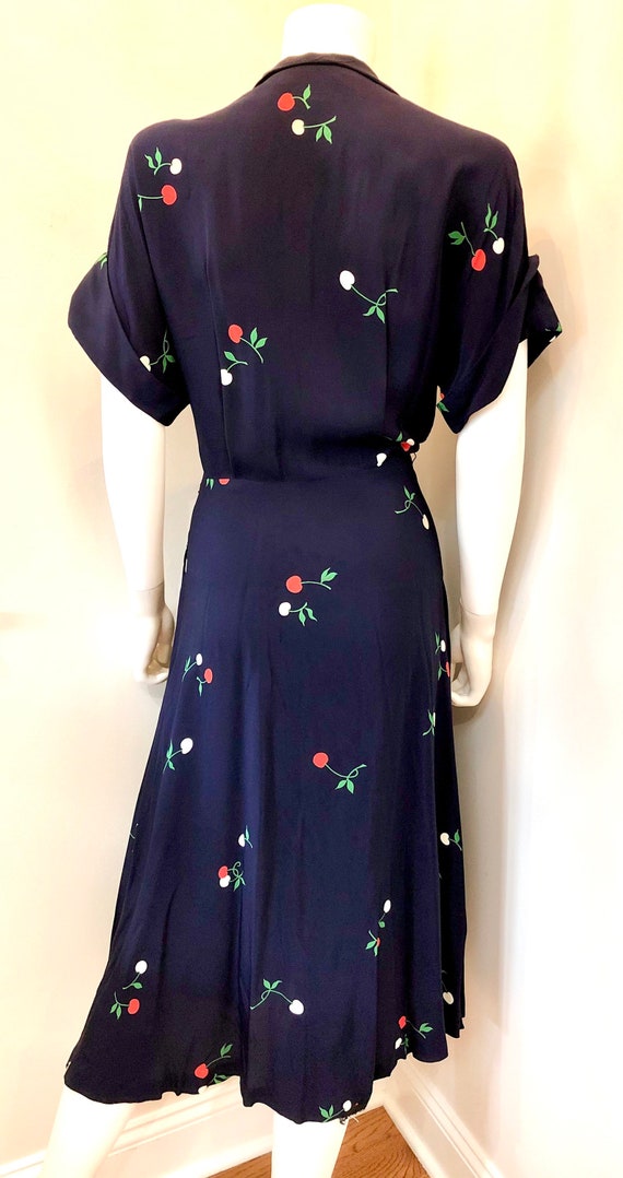 Vintage 1940’s RAYON Novelty Print “CHERRIES” Dre… - image 3