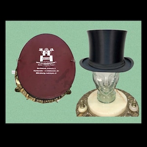 Antik 1920-tals Hut Heisel hopfällbar sidenhatt i fodral