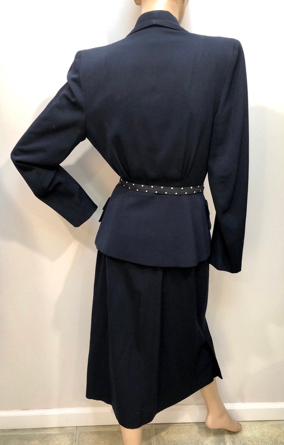 Vtg 1940s Navy GABARDINE WW2 Era Suit w/Peplum - image 6