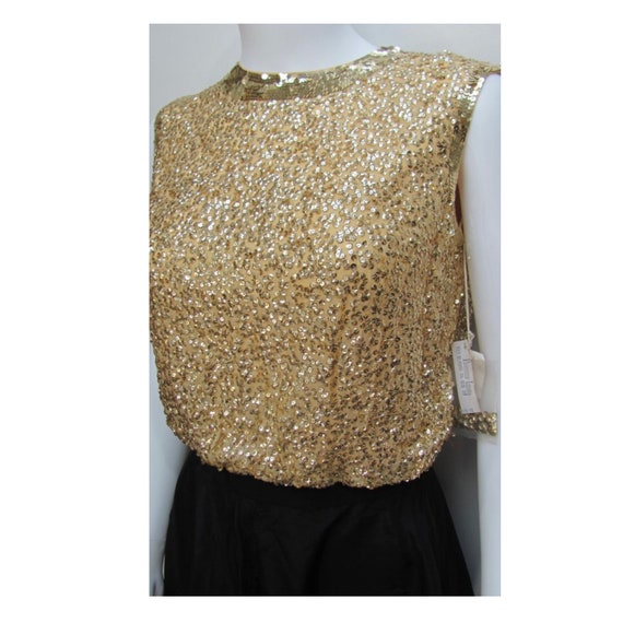 1950s Deadstock w/Tags FLORENCE LUSTIG Gold Sequin