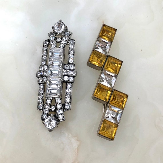 2 Vtg 1930s Czech ART DECO Pins