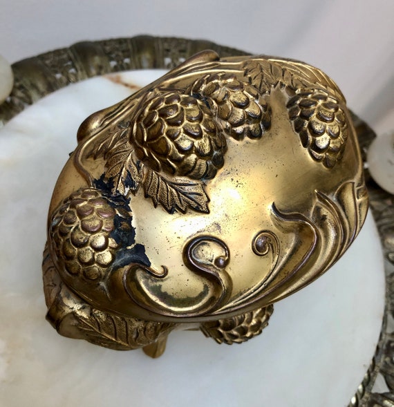 Victorian Gilded ART NOUVEAU Jewelry Casket w/Pin… - image 2