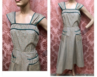 Vtg 1940s Winne Mae Frocks DEADSTOCK w/Tags CALICO SUNDRESS