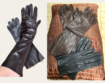 2-PAIR Vtg 1950s GLOVES *DEERSKIN & Long Kid Leather